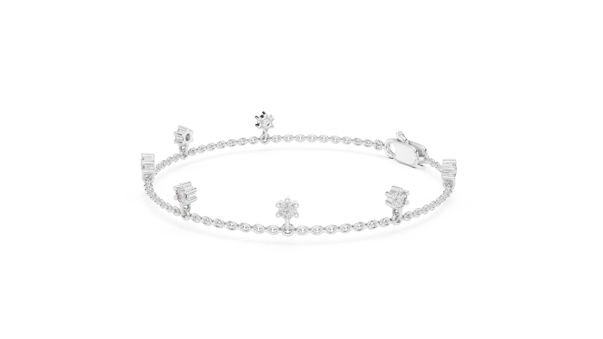 Dewelle Dangling Diamond Station Chain Lab Grown Diamond Bracelet