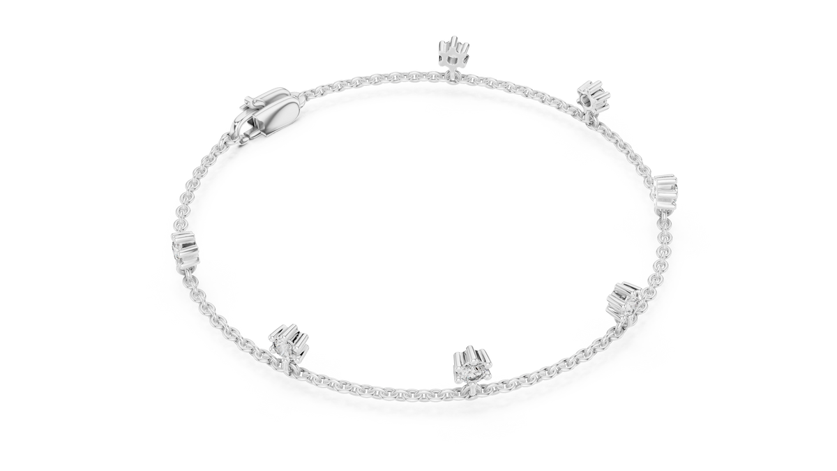 Dewelle Dangling Diamond Station Chain Lab Grown Diamond Bracelet
