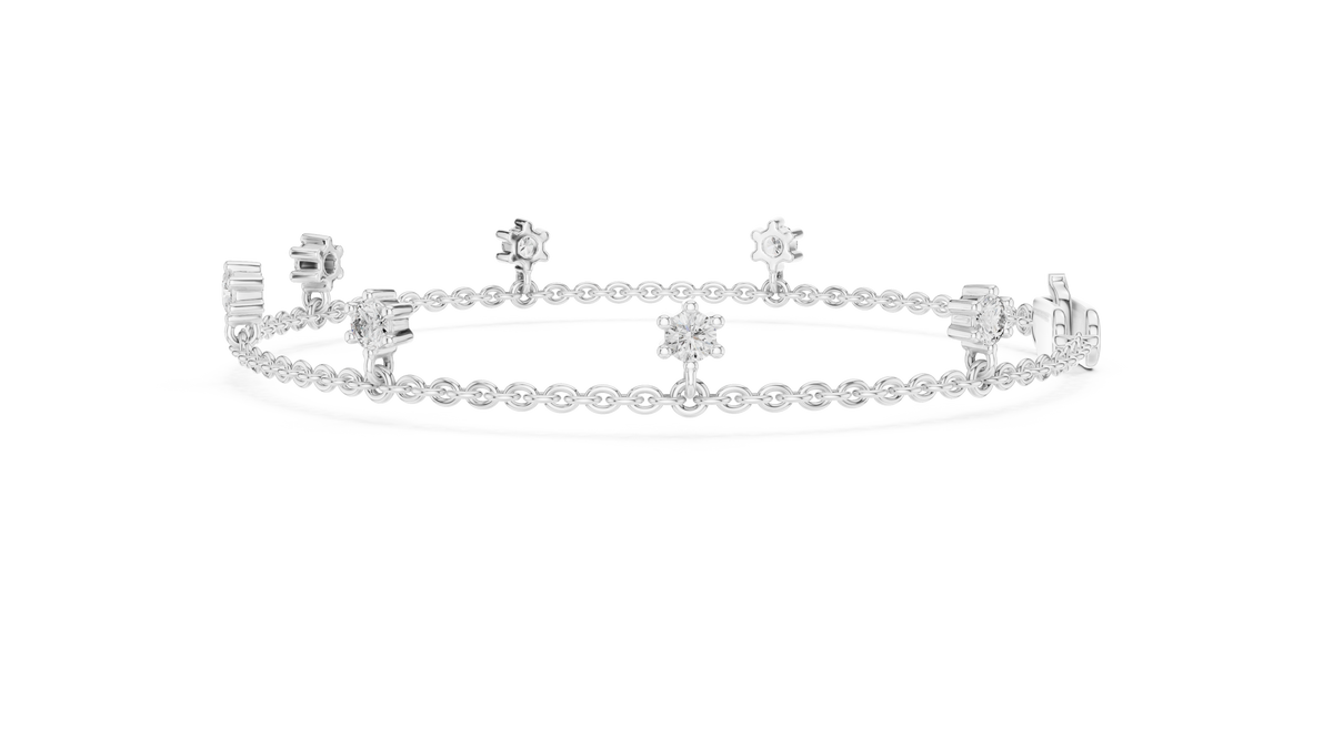 Dewelle Dangling Diamond Station Chain Lab Grown Diamond Bracelet