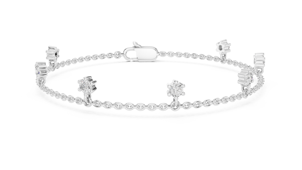 Dewelle Dangling Diamond Station Chain Lab Grown Diamond Bracelet