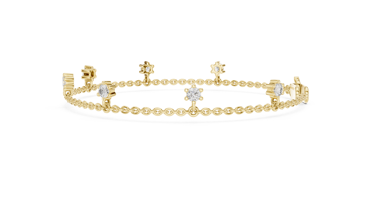 Dewelle Dangling Diamond Station Chain Lab Grown Diamond Bracelet