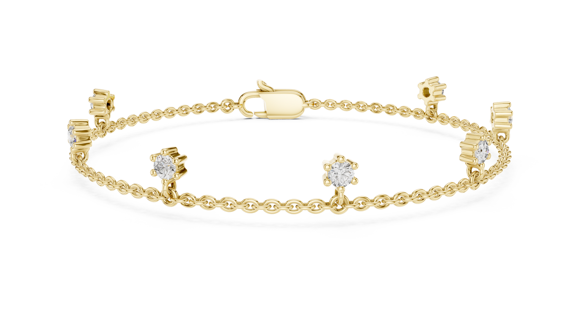 Dewelle Dangling Diamond Station Chain Lab Grown Diamond Bracelet
