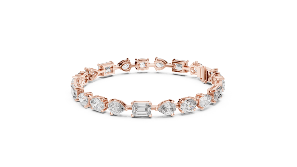 Mosaelle Mixed Cut Pear, Oval & Emerald Lab Grown Diamond Tennis Bracelet