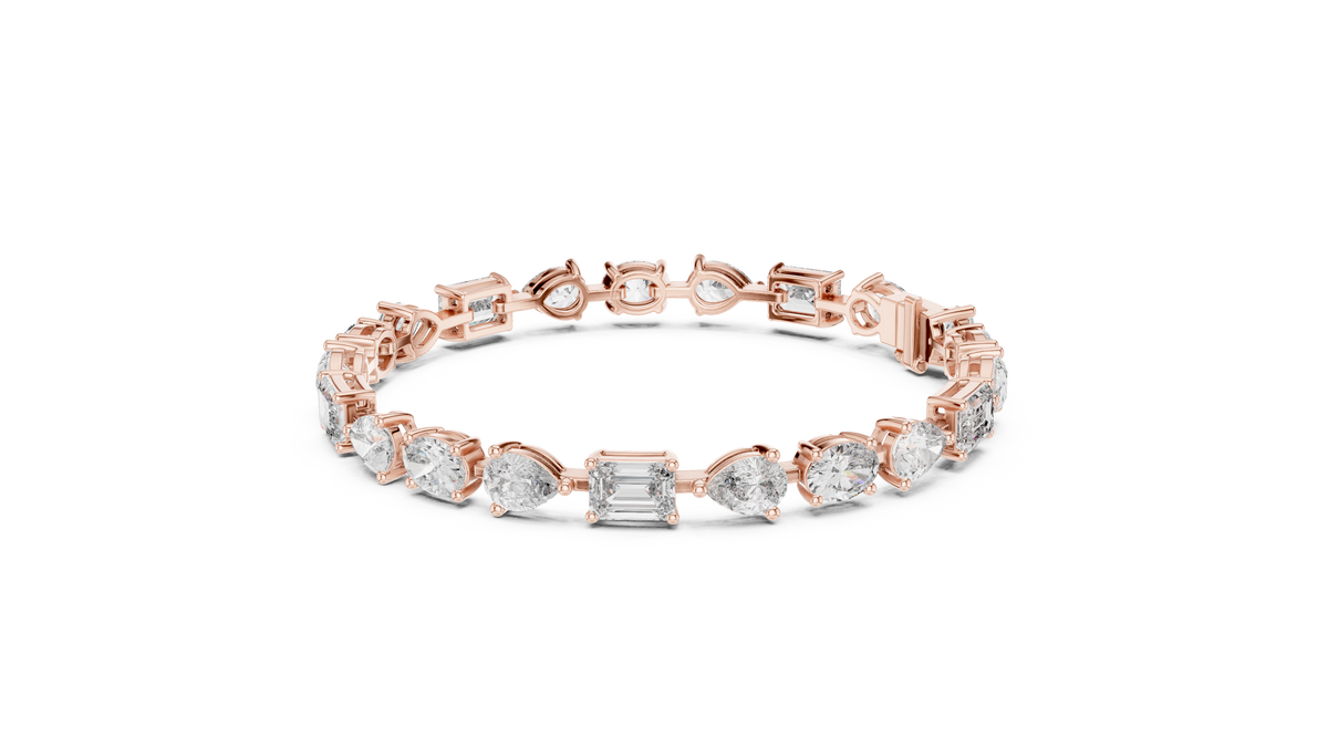 Mosaelle Mixed Cut Pear, Oval & Emerald Lab Grown Diamond Tennis Bracelet