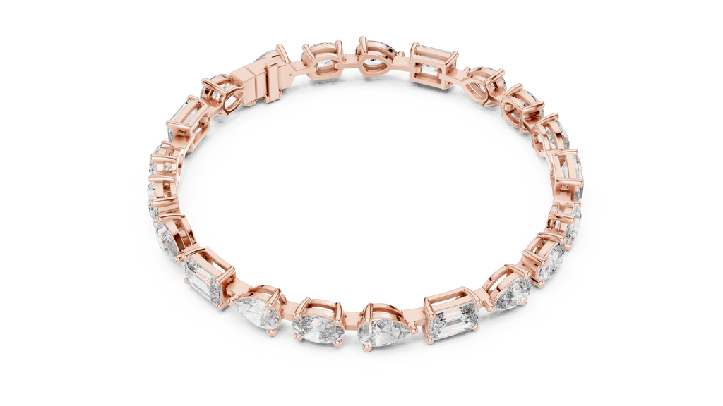 Mosaelle Mixed Cut Pear, Oval & Emerald Lab Grown Diamond Tennis Bracelet