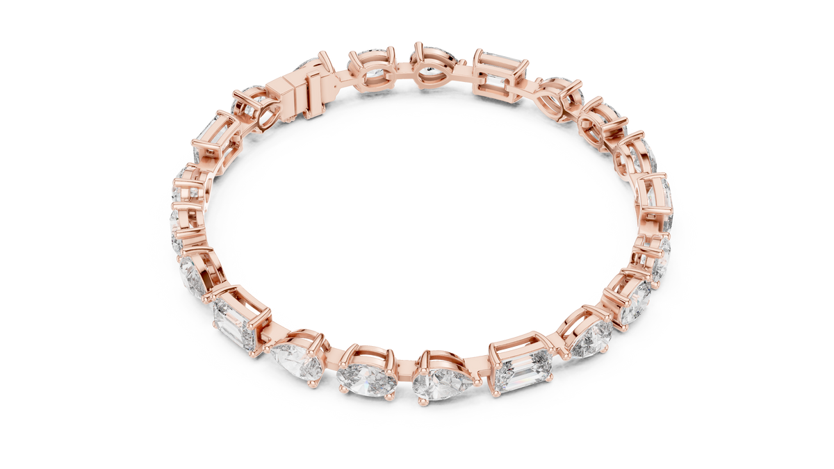 Mosaelle Mixed Cut Pear, Oval & Emerald Lab Grown Diamond Tennis Bracelet