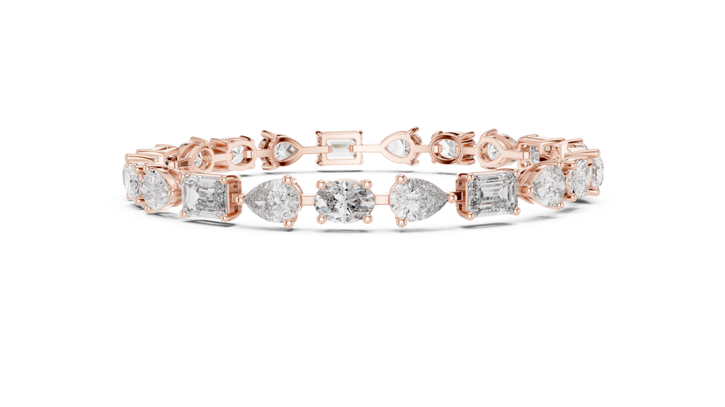 Mosaelle Mixed Cut Pear, Oval & Emerald Lab Grown Diamond Tennis Bracelet