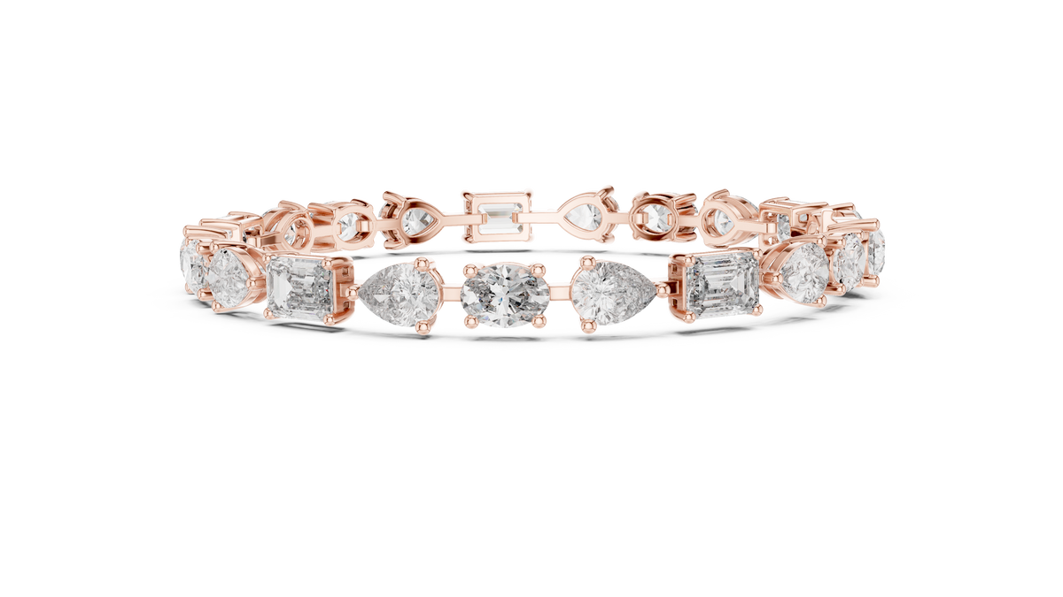 Mosaelle Mixed Cut Pear, Oval & Emerald Lab Grown Diamond Tennis Bracelet