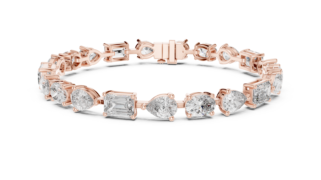 Mosaelle Mixed Cut Pear, Oval & Emerald Lab Grown Diamond Tennis Bracelet
