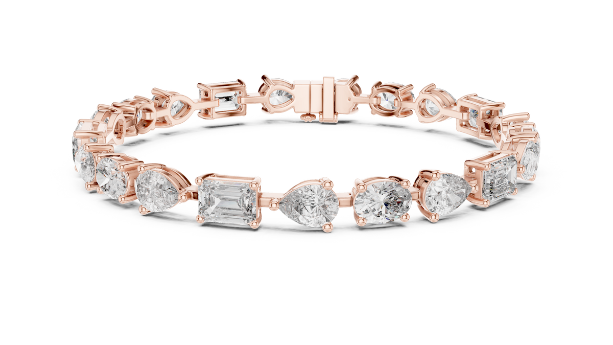 Mosaelle Mixed Cut Pear, Oval & Emerald Lab Grown Diamond Tennis Bracelet