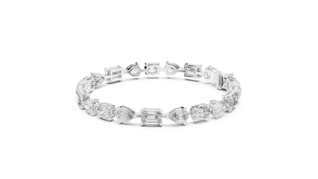 Mosaelle Mixed Cut Pear, Oval & Emerald Lab Grown Diamond Tennis Bracelet
