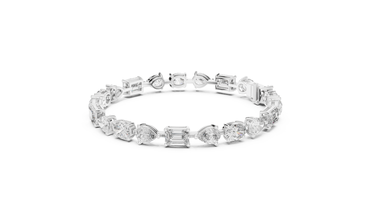 Mosaelle Mixed Cut Pear, Oval & Emerald Lab Grown Diamond Tennis Bracelet