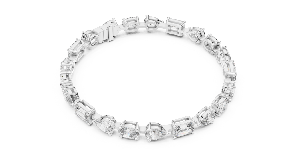 Mosaelle Mixed Cut Pear, Oval & Emerald Lab Grown Diamond Tennis Bracelet