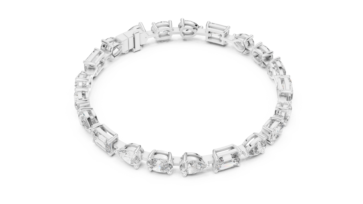 Mosaelle Mixed Cut Pear, Oval & Emerald Lab Grown Diamond Tennis Bracelet