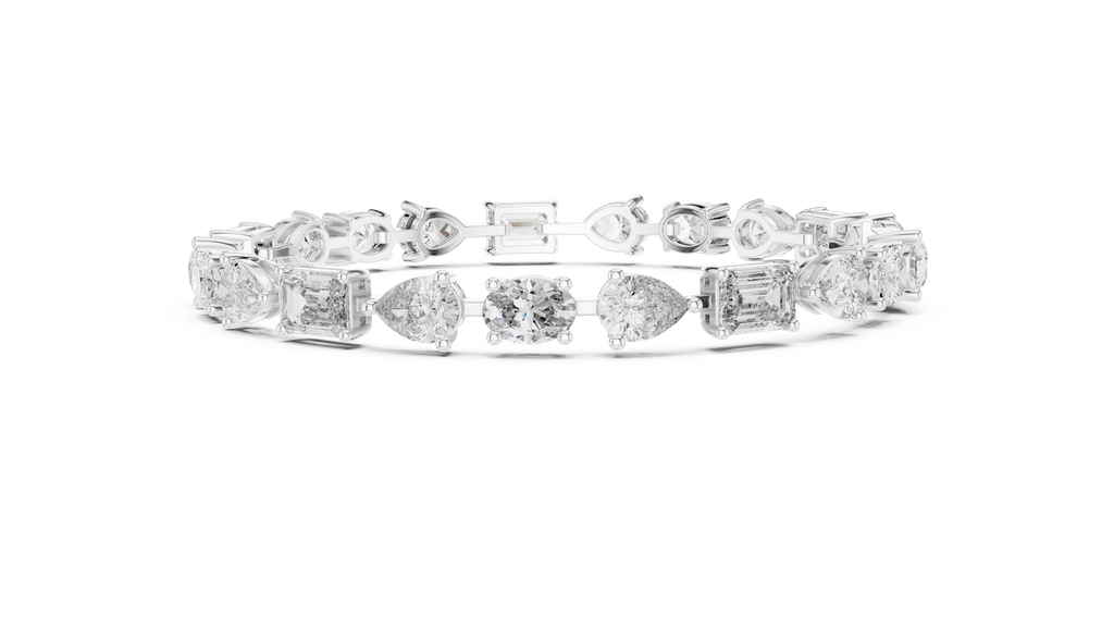Mosaelle Mixed Cut Pear, Oval & Emerald Lab Grown Diamond Tennis Bracelet