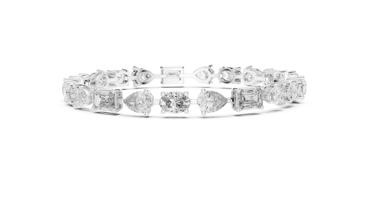 Mosaelle Mixed Cut Pear, Oval & Emerald Lab Grown Diamond Tennis Bracelet