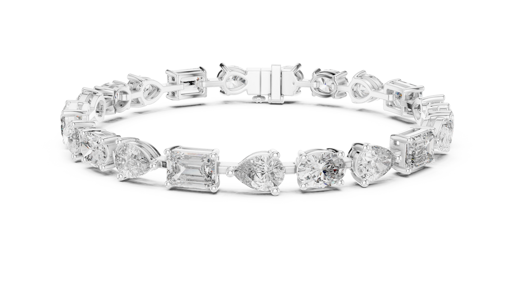 Mosaelle Mixed Cut Pear, Oval & Emerald Lab Grown Diamond Tennis Bracelet