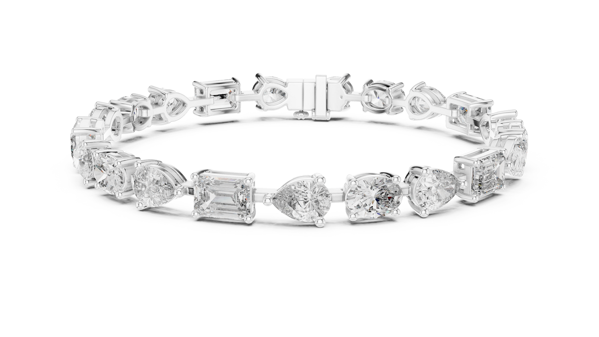 Mosaelle Mixed Cut Pear, Oval & Emerald Lab Grown Diamond Tennis Bracelet