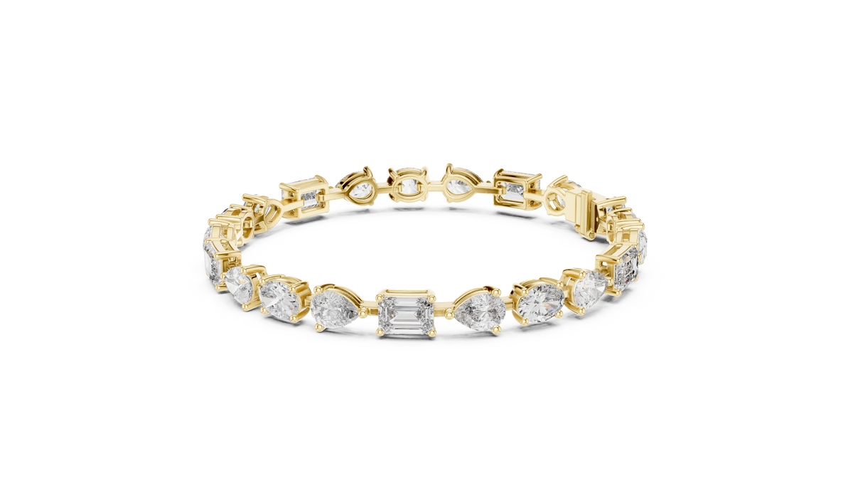 Mosaelle Mixed Cut Pear, Oval & Emerald Lab Grown Diamond Tennis Bracelet