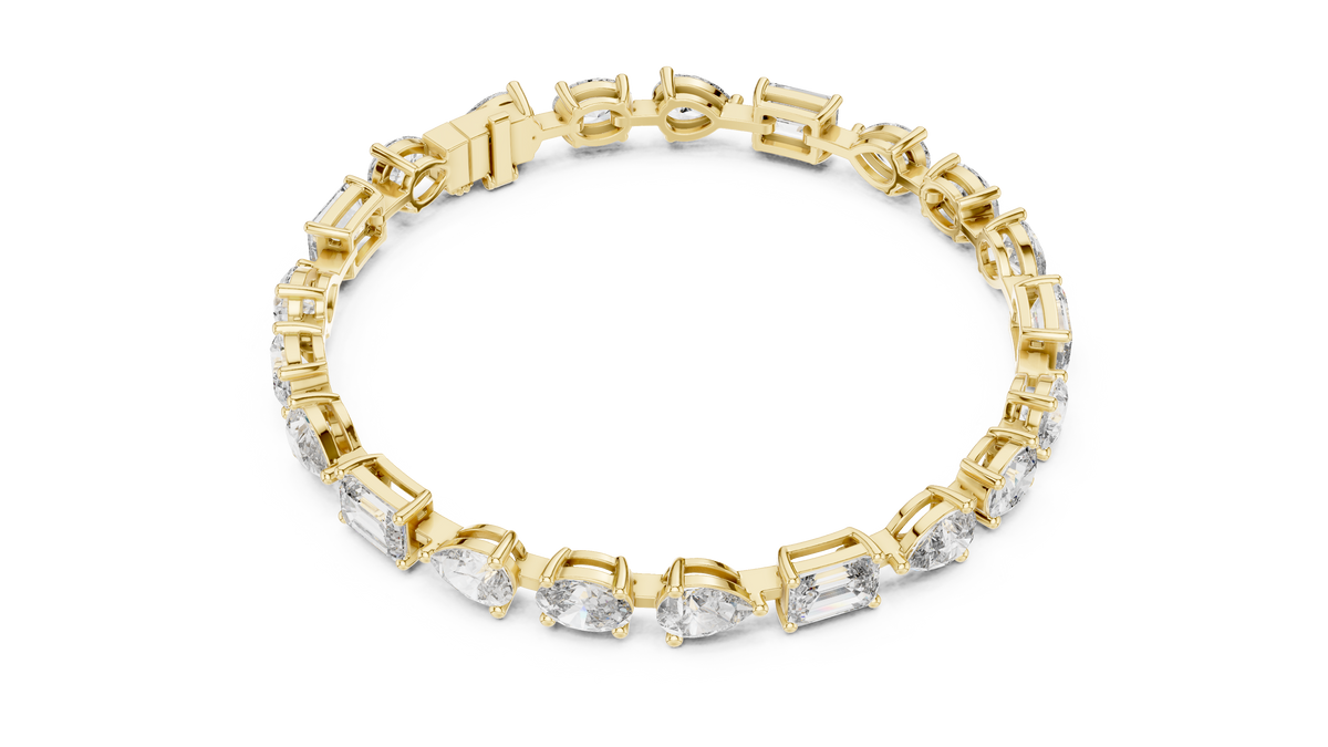 Mosaelle Mixed Cut Pear, Oval & Emerald Lab Grown Diamond Tennis Bracelet