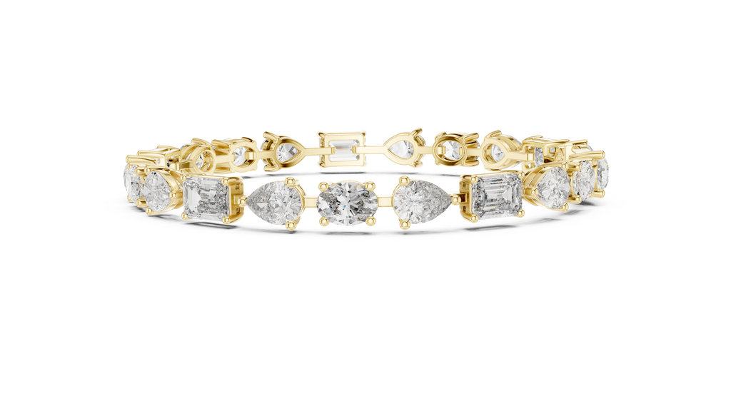 Mosaelle Mixed Cut Pear, Oval & Emerald Lab Grown Diamond Tennis Bracelet