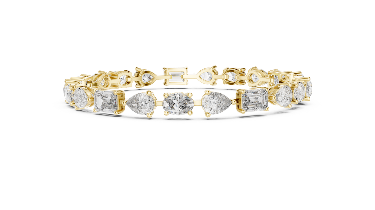 Mosaelle Mixed Cut Pear, Oval & Emerald Lab Grown Diamond Tennis Bracelet