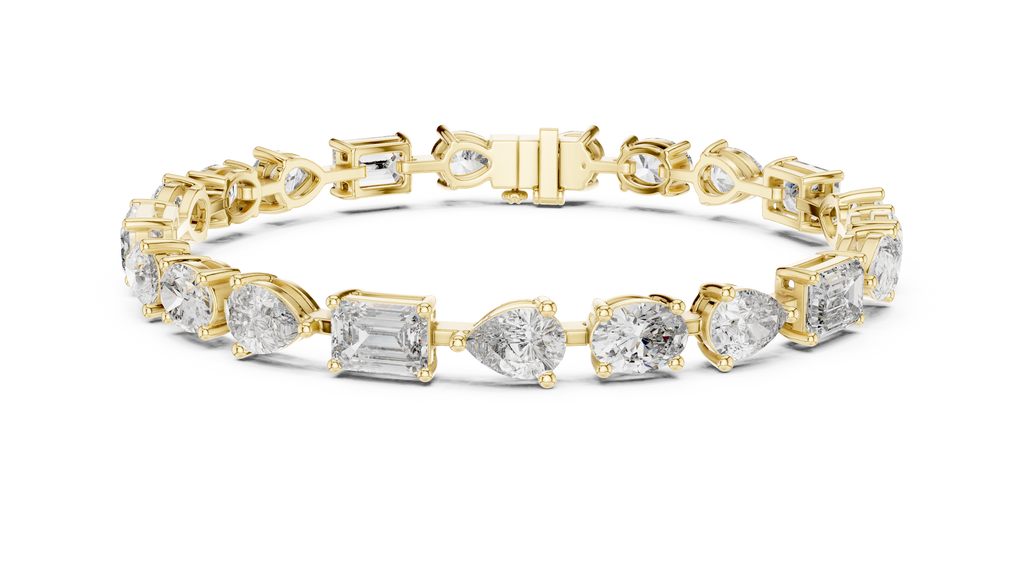 Mosaelle Mixed Cut Pear, Oval & Emerald Lab Grown Diamond Tennis Bracelet
