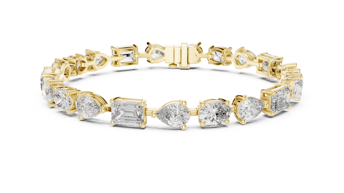 Mosaelle Mixed Cut Pear, Oval & Emerald Lab Grown Diamond Tennis Bracelet