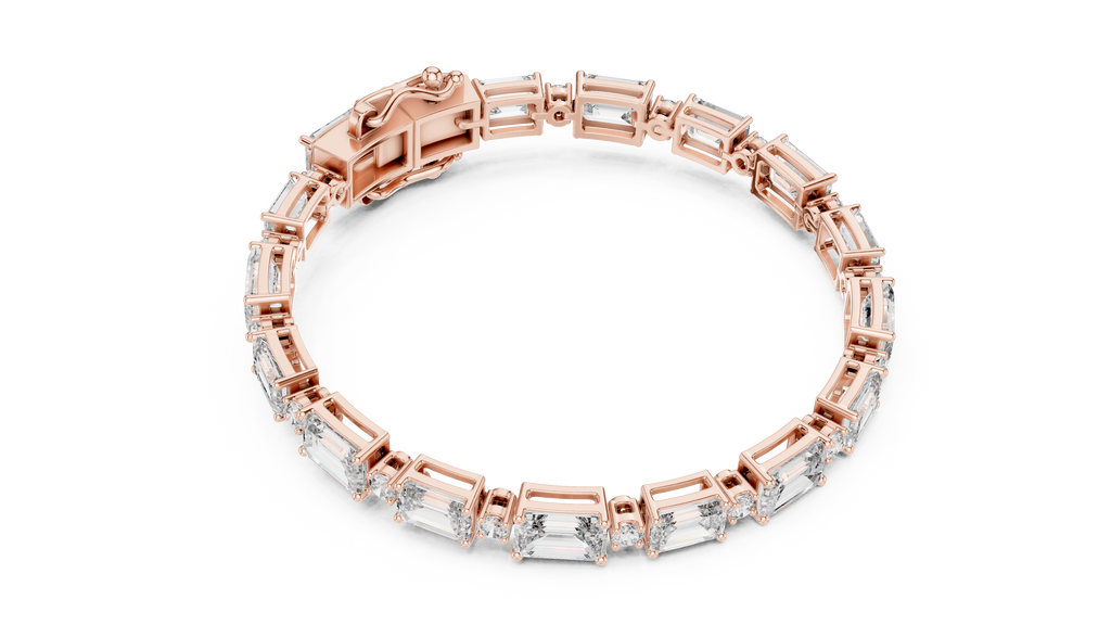 Syncopelle Emerald Cut and Round Alternating Lab Grown Diamond Tennis Bracelet