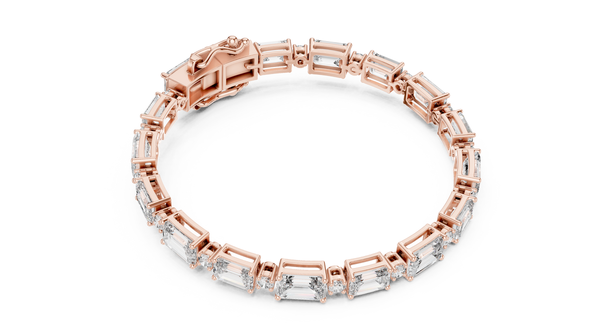 Syncopelle Emerald Cut and Round Alternating Lab Grown Diamond Tennis Bracelet