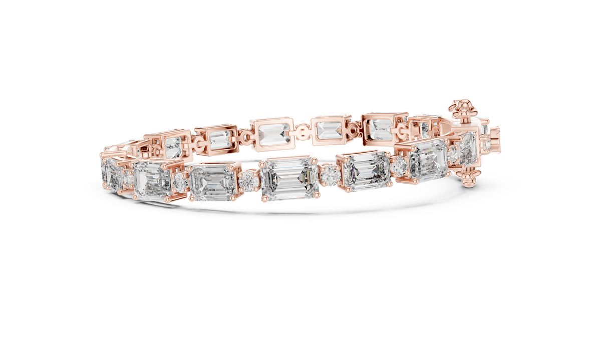 Syncopelle Emerald Cut and Round Alternating Lab Grown Diamond Tennis Bracelet