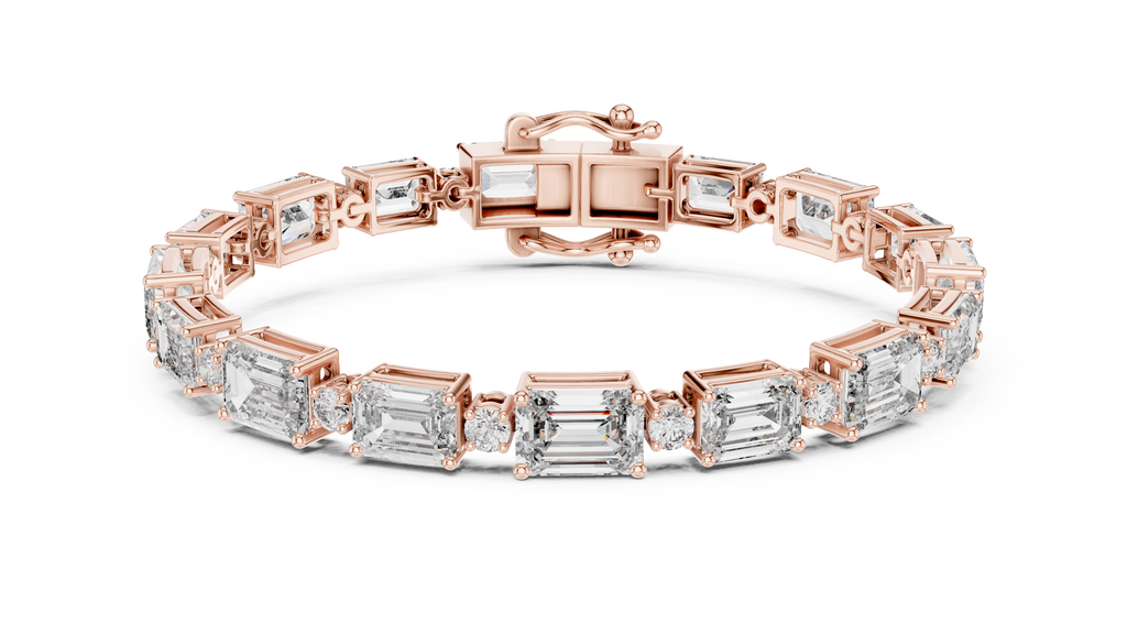 Syncopelle Emerald Cut and Round Alternating Lab Grown Diamond Tennis Bracelet