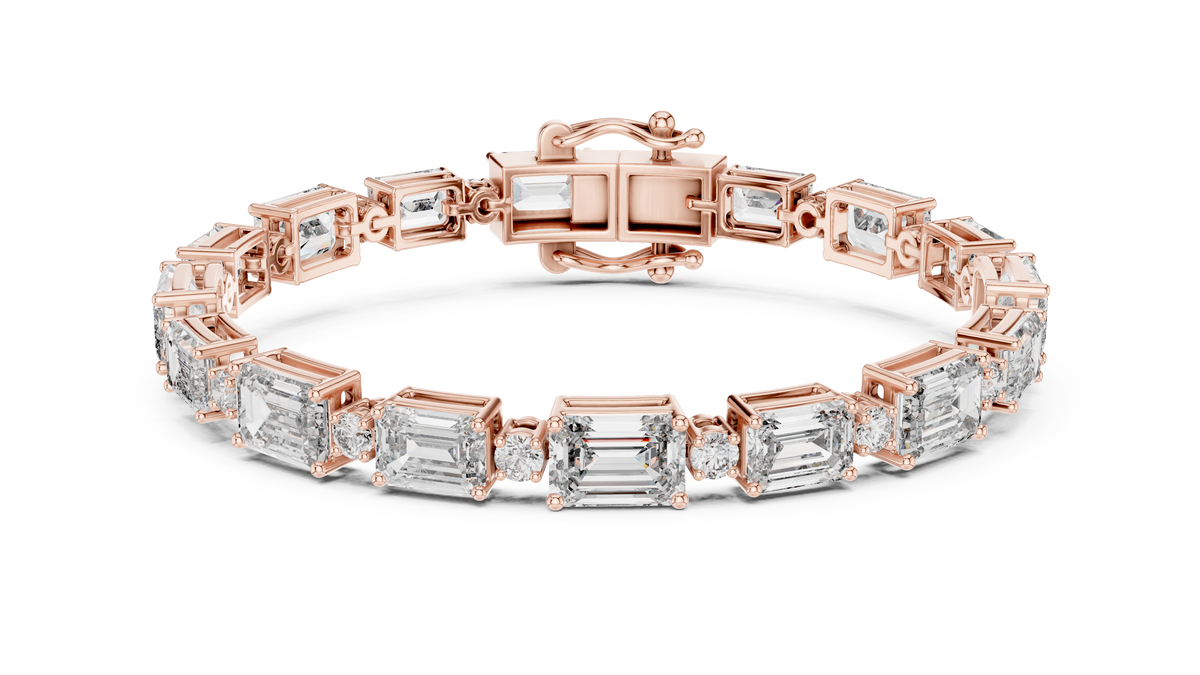 Syncopelle Emerald Cut and Round Alternating Lab Grown Diamond Tennis Bracelet