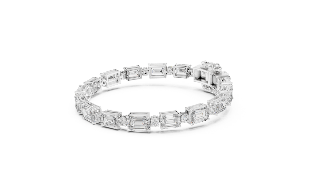 Syncopelle Emerald Cut and Round Alternating Lab Grown Diamond Tennis Bracelet
