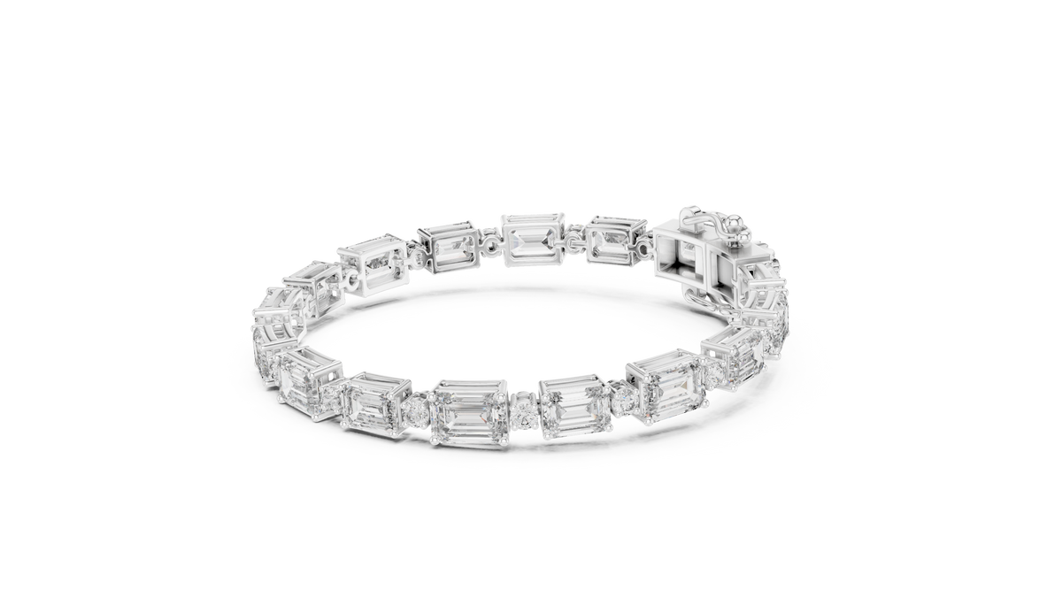 Syncopelle Emerald Cut and Round Alternating Lab Grown Diamond Tennis Bracelet