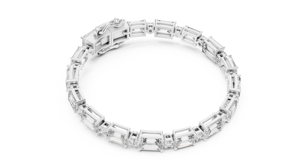 Syncopelle Emerald Cut and Round Alternating Lab Grown Diamond Tennis Bracelet