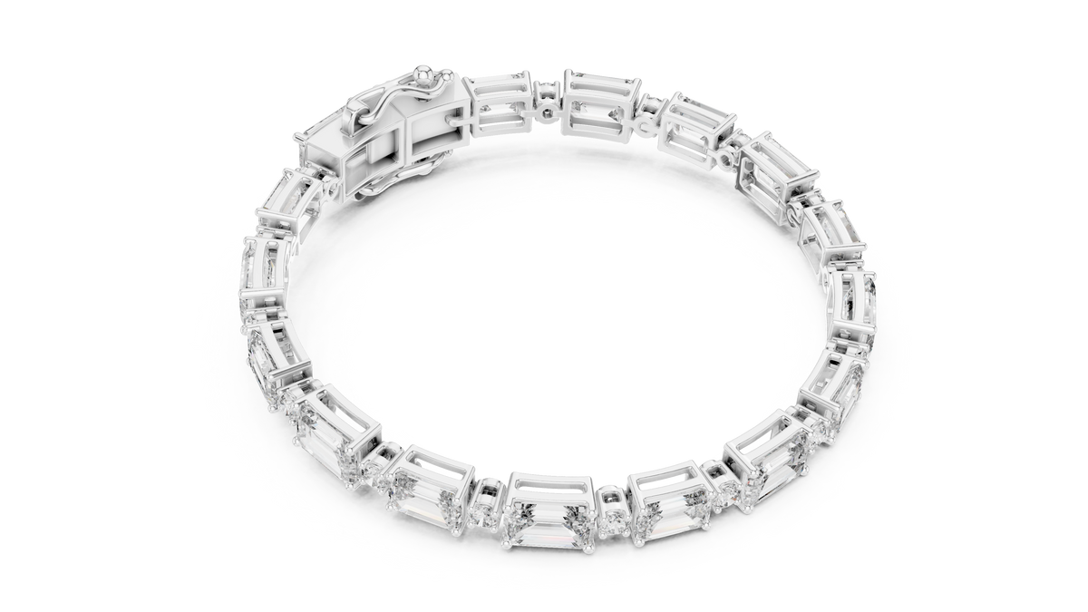 Syncopelle Emerald Cut and Round Alternating Lab Grown Diamond Tennis Bracelet