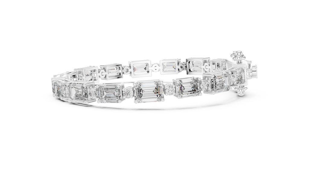 Syncopelle Emerald Cut and Round Alternating Lab Grown Diamond Tennis Bracelet