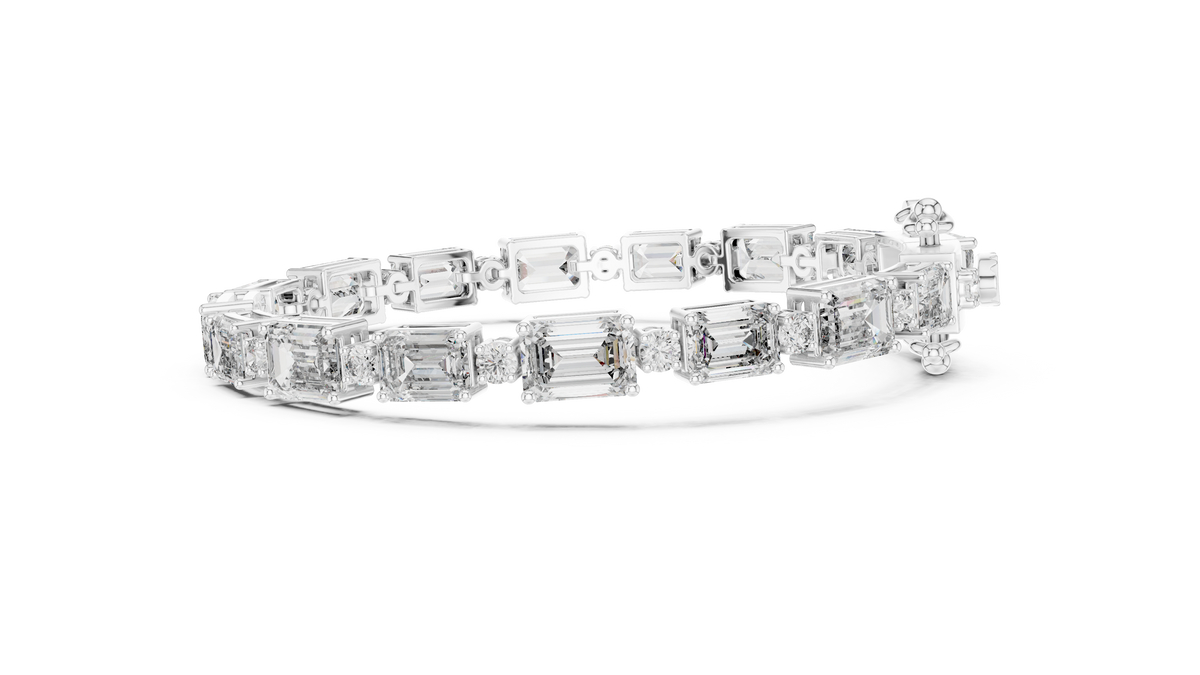 Syncopelle Emerald Cut and Round Alternating Lab Grown Diamond Tennis Bracelet