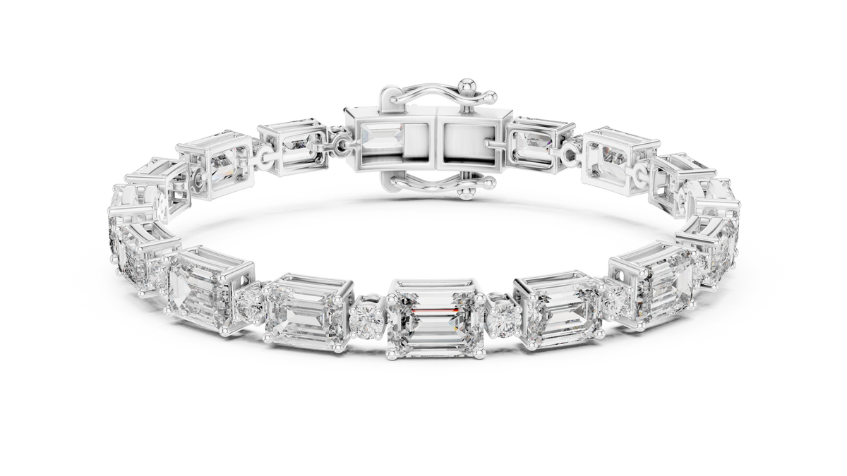 Syncopelle Emerald Cut and Round Alternating Lab Grown Diamond Tennis Bracelet