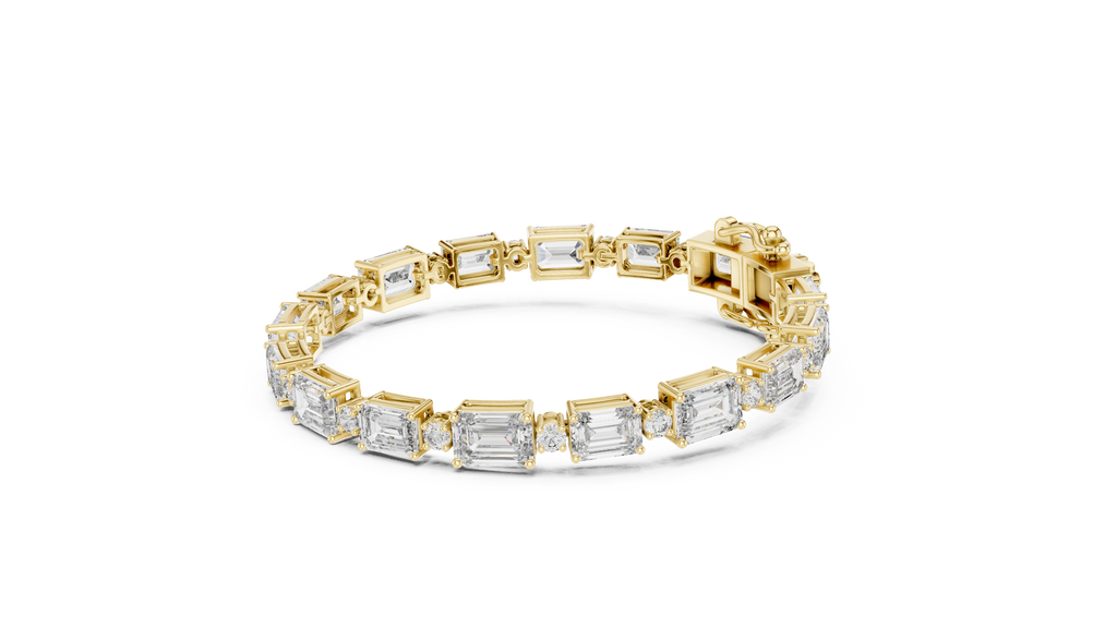 Syncopelle Emerald Cut and Round Alternating Lab Grown Diamond Tennis Bracelet