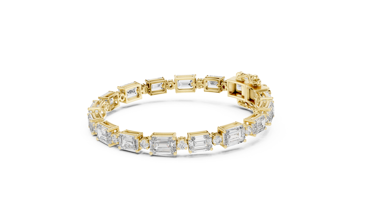 Syncopelle Emerald Cut and Round Alternating Lab Grown Diamond Tennis Bracelet