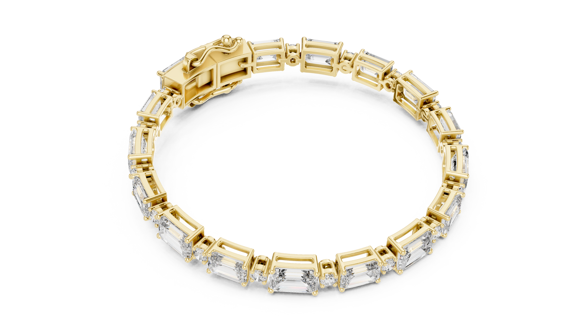 Syncopelle Emerald Cut and Round Alternating Lab Grown Diamond Tennis Bracelet