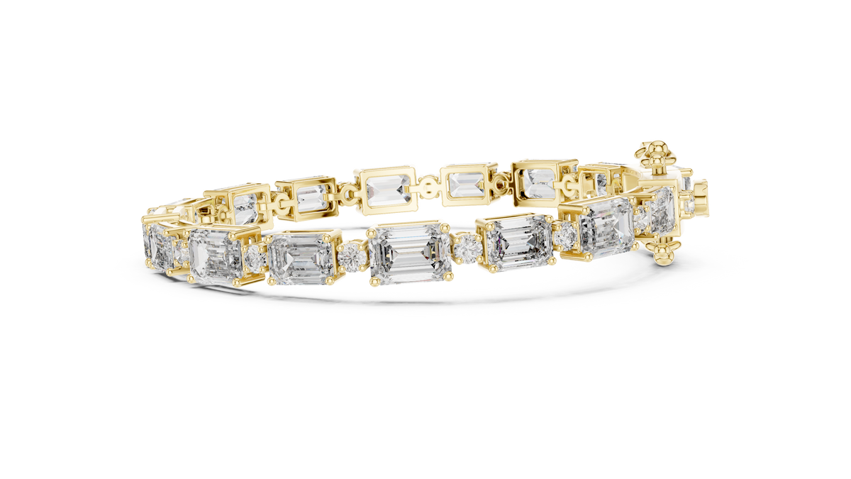 Syncopelle Emerald Cut and Round Alternating Lab Grown Diamond Tennis Bracelet