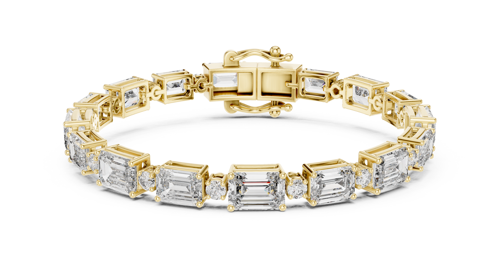 Syncopelle Emerald Cut and Round Alternating Lab Grown Diamond Tennis Bracelet