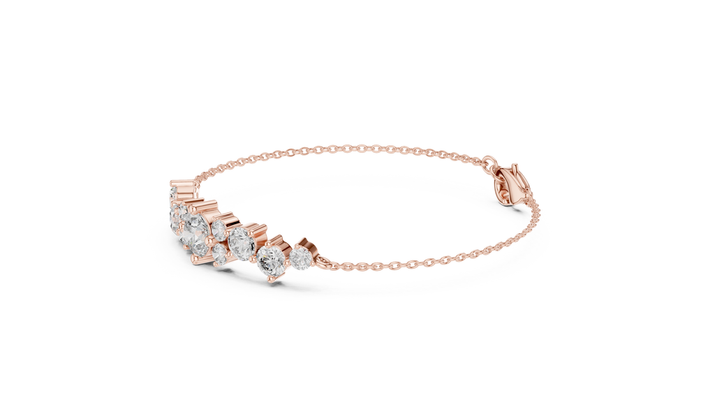 Grappelle Graduated Cluster Lab Grown Diamond Chain Bracelet