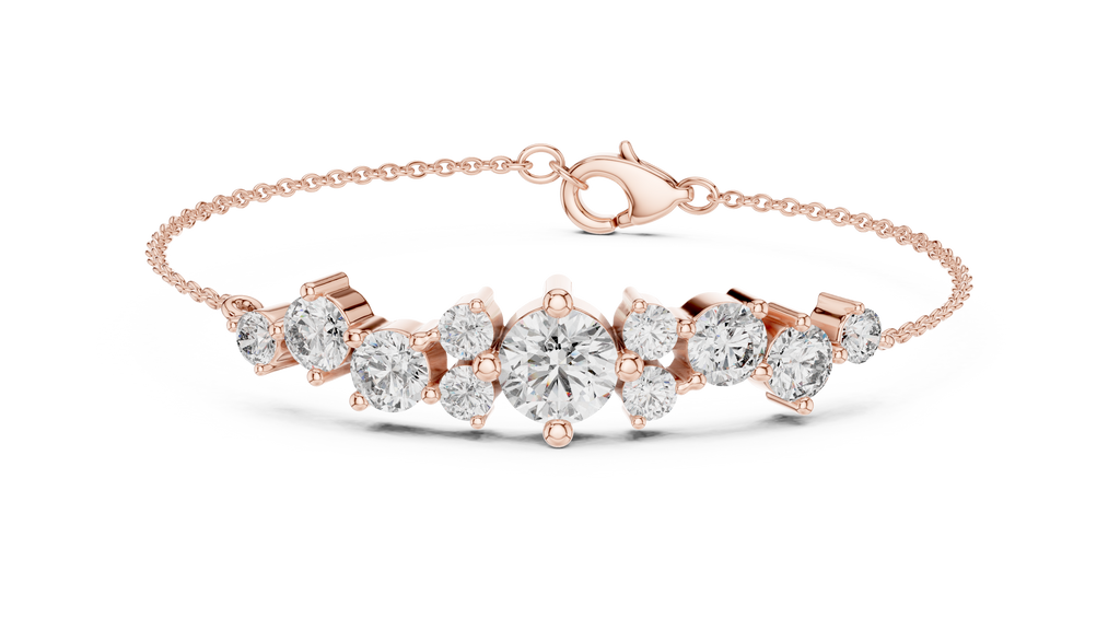 Grappelle Graduated Cluster Lab Grown Diamond Chain Bracelet