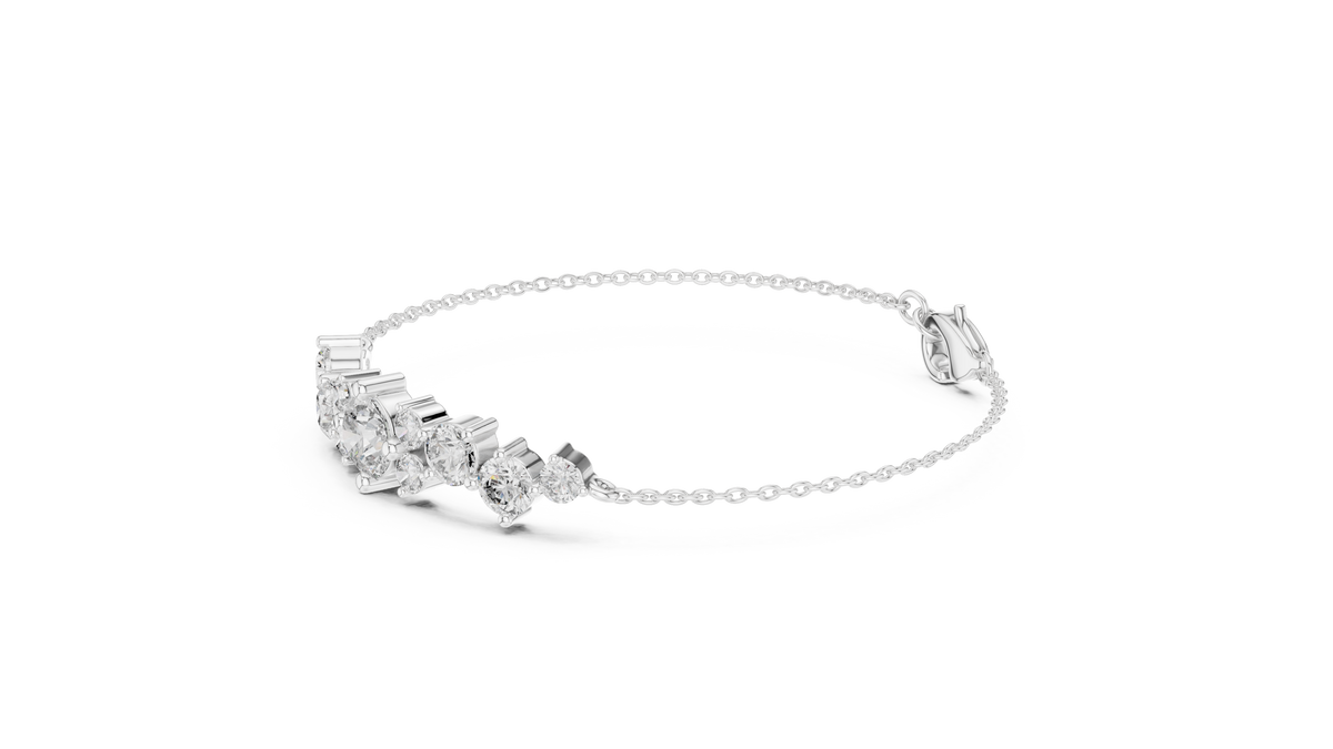 Grappelle Graduated Cluster Lab Grown Diamond Chain Bracelet