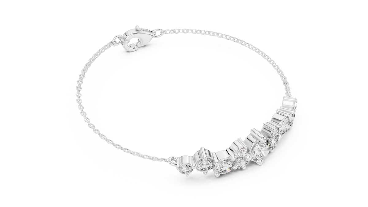 Grappelle Graduated Cluster Lab Grown Diamond Chain Bracelet