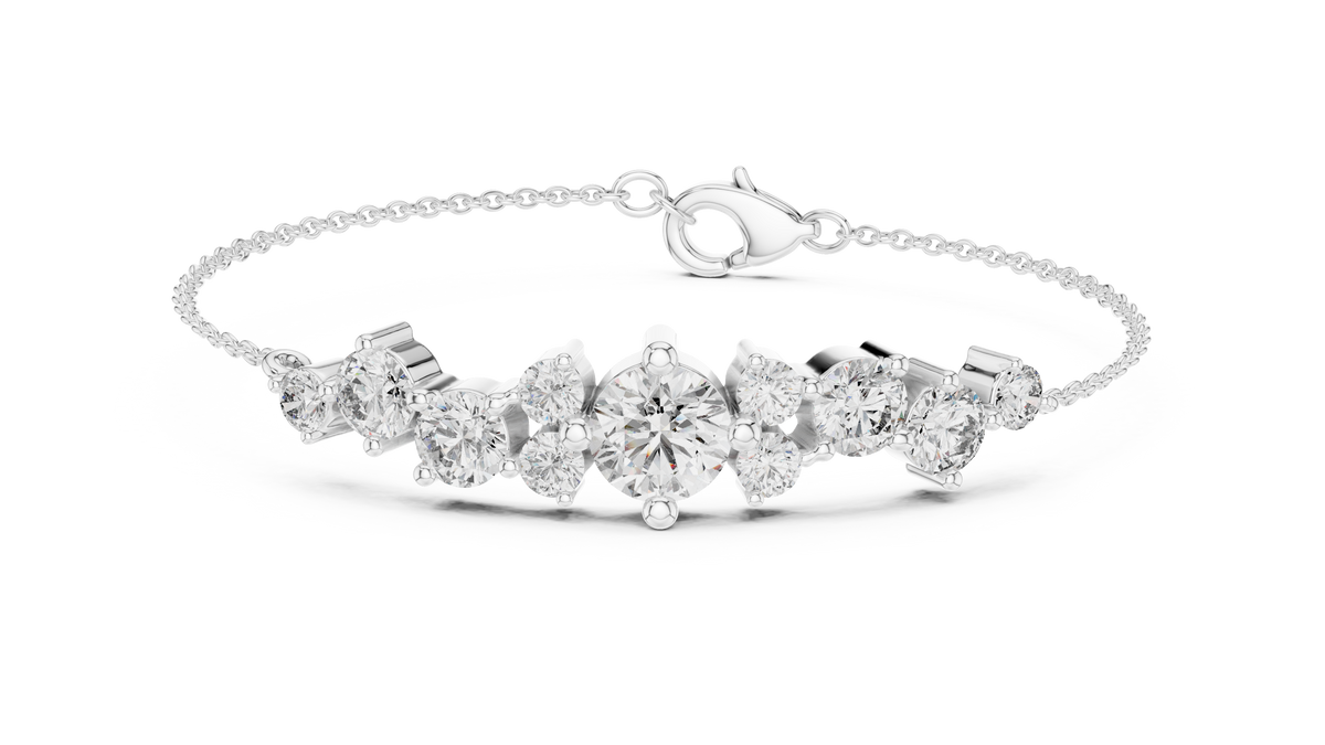 Grappelle Graduated Cluster Lab Grown Diamond Chain Bracelet